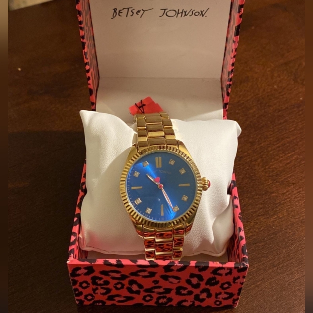 Betsey Johnson Designer Blue Gold Designer Watch